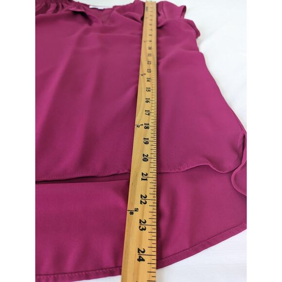 DR2 Blouse Womens Size PXS Pink Rose Cap Sleeves Flowy Lightweight Office Casual - Picture 5 of 8